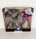 DC Multiverse Superman and the Rock action figure set in its original window box packaging, featuring the blue and red Superman figure alongside a gray stone-textured monster.
2021 McFarlane Toys DC Multiverse 7" inch Batman Earth 1 (Devastator) Vs. Superman 2-Pack Action Figures
Collection Collector Collector's Toy Sale Price Vintage Retro ToyCollector ToyCommunity ToyPhotography ActionFigureCollector ToyShelfGoals VintageToys RetroToys ToyHaul RareToy LimitedEdition VintageCollectible
