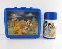 1989 Aladdin Disney Mickey Mouse & Pluto Lunch Box and Thermos