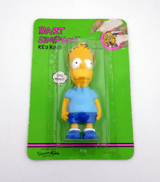 1990 Street Kids Corporation The Simpsons 3 inch Bart Simpsons Key Ring - Blue Shirt
