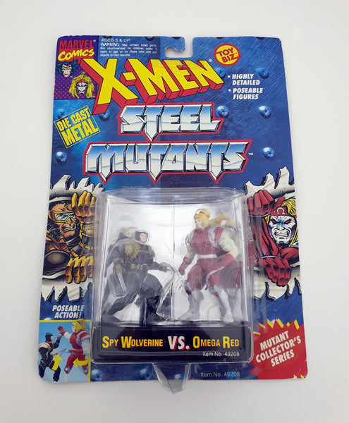 1994 Toy Biz Marvel X-Men Steel Mutants 2.5 inch Spy Wolverine VS. Omega Red Die-Cast Figures