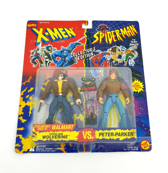 1994 Toy Biz Marvel X-Men & Spider-Man 5 inch Civilian Wolverine VS. Peter Parker Action Figures