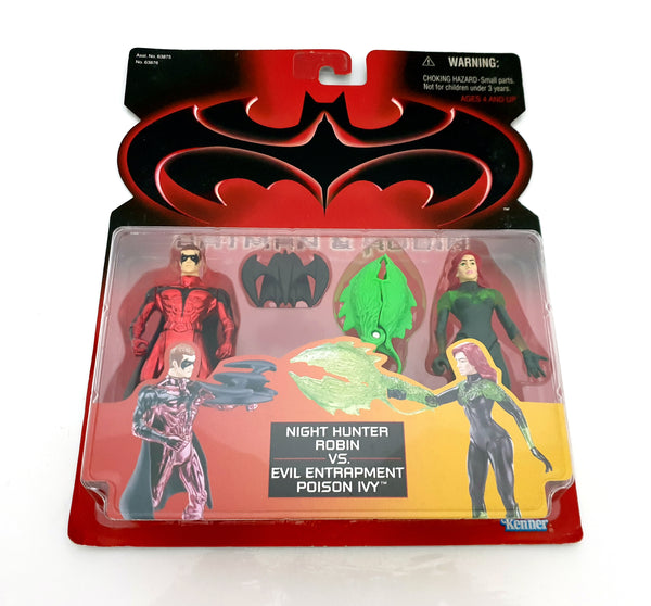 1997 Kenner DC Batman & Robin 5 inch Night Hunter Robin and Evil Entrapment Poison Ivy Action Figures