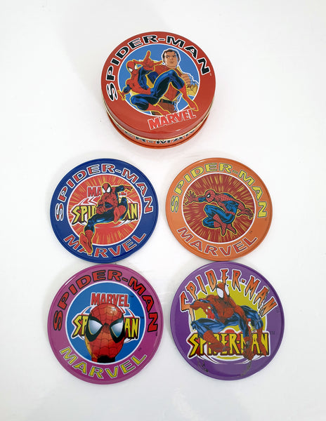 2002 Marvel Spider-Man Set of 4 Coasters in Tin Case