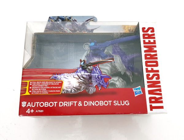2014 Hasbro Transformers Age of Extinction 2 inch Drift & 7 inch Dinobot Slug Action Figures