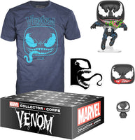 2018 Funko Marvel Collector Corps Subscription Box Venom Pop, Vinyl Figurine, Decal, T-Shirt
