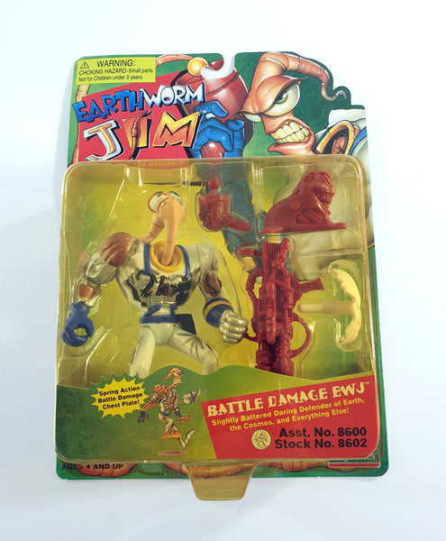 1995 Playmates Earthworm Jim 5" Battle Damage Earthworm Jim Action Figure