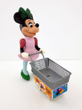 1960's-1970's Disney Minnie Mouse 11.5" Electronic Bump 'N Go Action Shopping Cart Figure