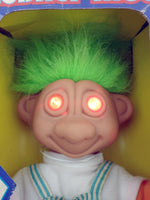 1980's 9" Electronic Audrey Troll Plush Doll with Lime Green Hair